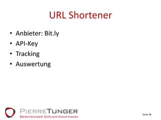 URL ShortenerAnbieter: Bit.lyAPI-KeyTrackingAuswertungSeite 38