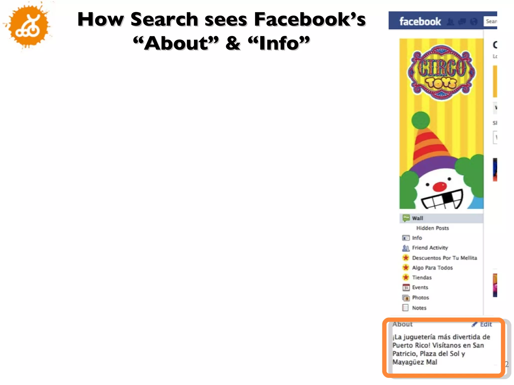 How Search sees Facebook’s “About” & “Info” 