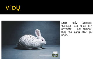 Khăn     giấy   Sorbent:
“Nothing else feels soft
anymore” - Với sorbent,
lông thỏ cũng như gai
nhọn.
 