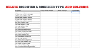 DELETE MODIFIER & MODIFIER TYPE, ADD COLUMNS
 