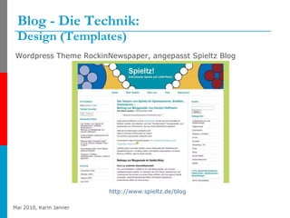 Blog - Die Technik:  Design (Templates) Wordpress Theme RockinNewspaper, angepasst Spieltz Blog http://www.spieltz.de/blog   