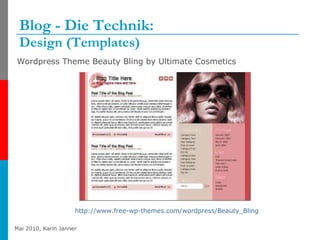 Blog - Die Technik:  Design (Templates) Wordpress Theme Beauty Bling by Ultimate Cosmetics http://www.free-wp-themes.com/wordpress/Beauty_Bling   