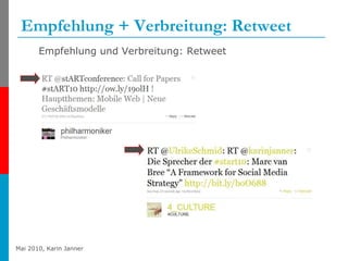 Empfehlung + Verbreitung: Retweet Empfehlung und Verbreitung: Retweet 