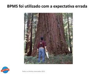 Todos os direitos reservados 2015
BPMS foi utilizado com a expectativa errada
 