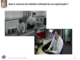| 45Todos os direitos reservados 2015
Qual a natureza do trabalho realizado Na sua organização ?
 