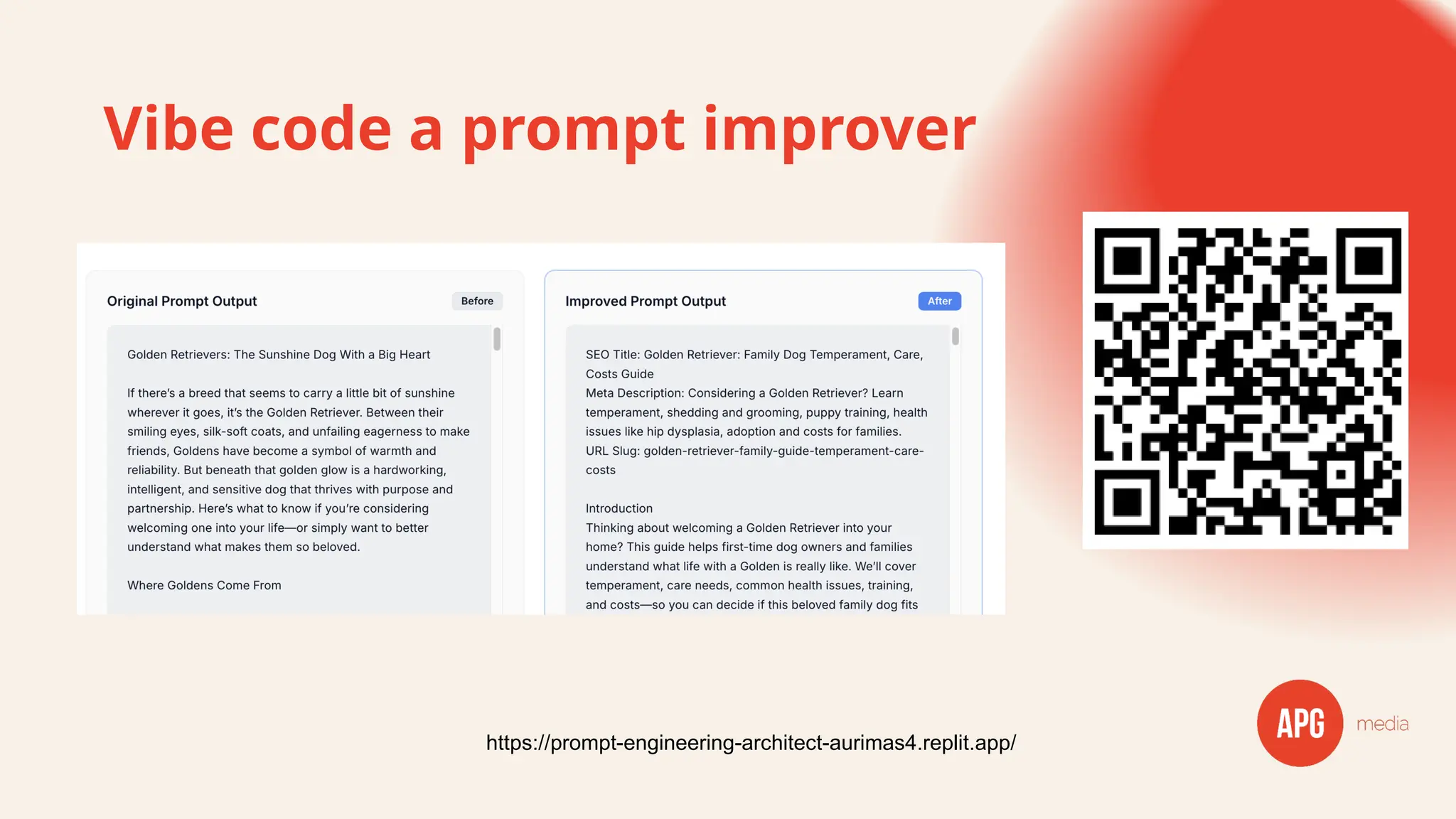 Vibe code a prompt improver
https://prompt-engineering-architect-aurimas4.replit.app/
 