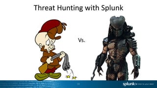Threat	Hunting	with	Splunk
11
Vs.
 