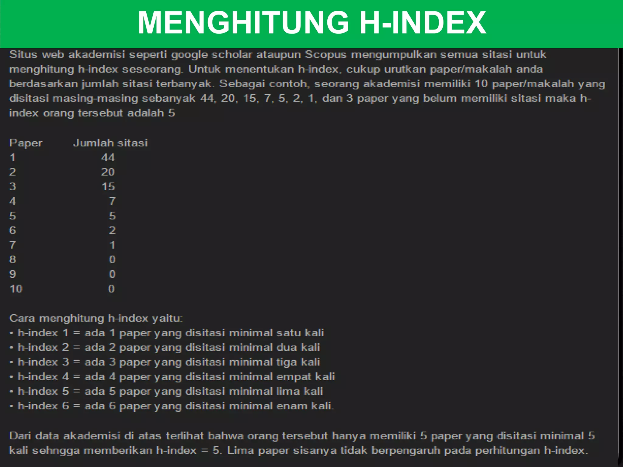 MENGHITUNG H-INDEX
 