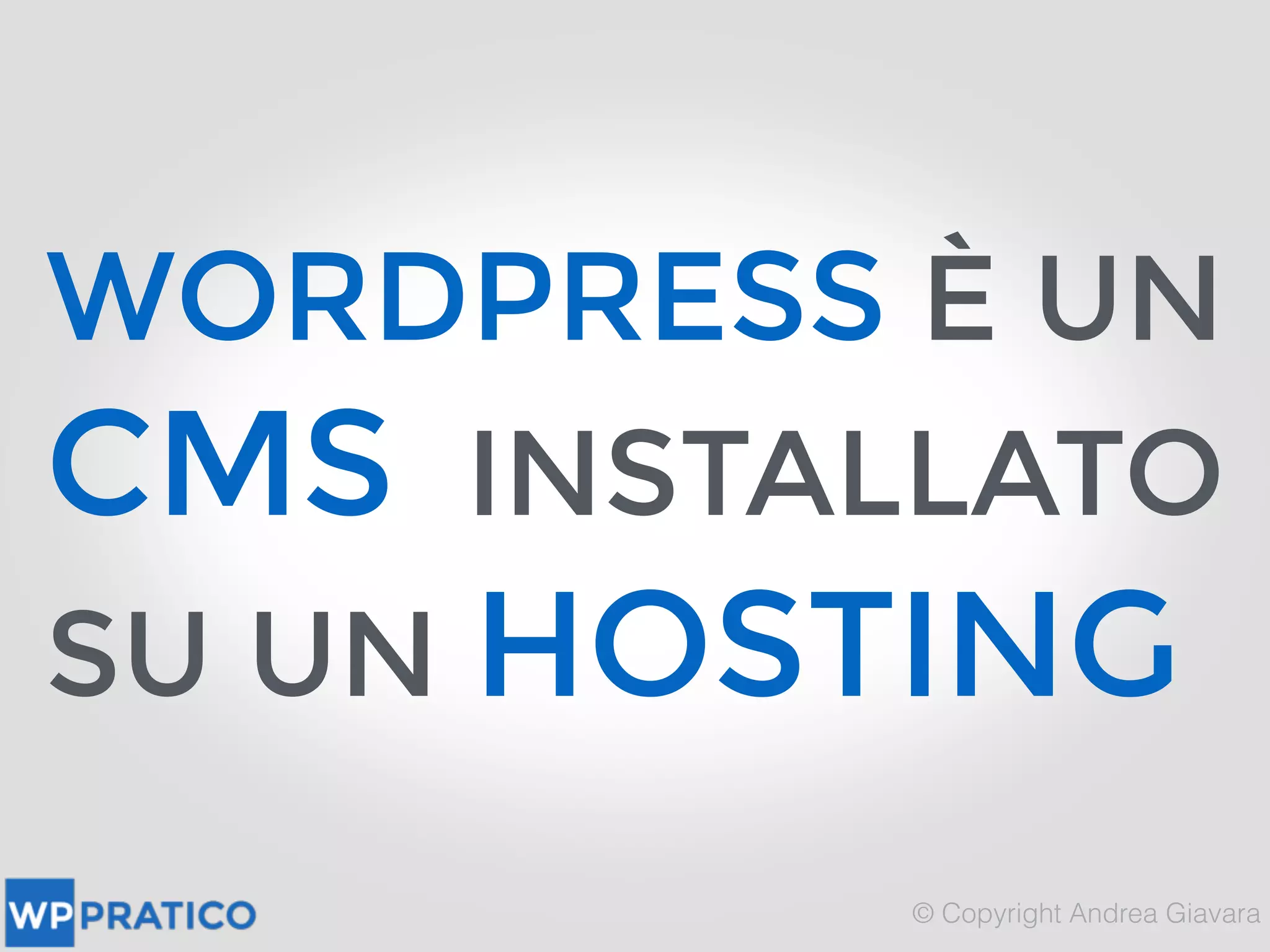 WORDPRESS È UN
CMS INSTALLATO
SU UN HOSTING
 
