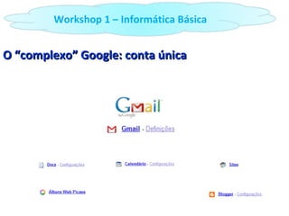 O “complexo” Google: conta única Workshop 1 – Informática Básica 