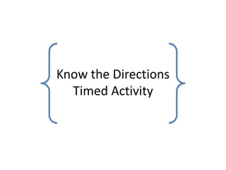 Know the Directions
Timed Activity

 