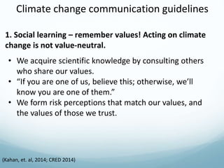 4. Focus on the five key messages (simple, clear messages
repeated often by a variety of trusted sources)
1.Climate change...