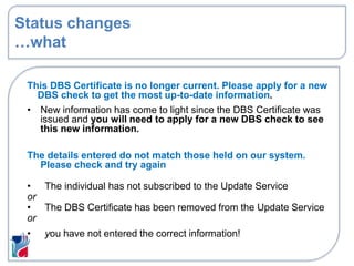 Safeguarding and risk governance: Using the new DBS Update service | PPTX