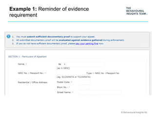 © Behavioural Insights ltd
Example 1: Reminder of evidence
requirement
 