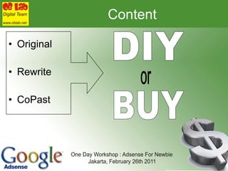 Content Original Rewrite CoPast DIY BUY or 