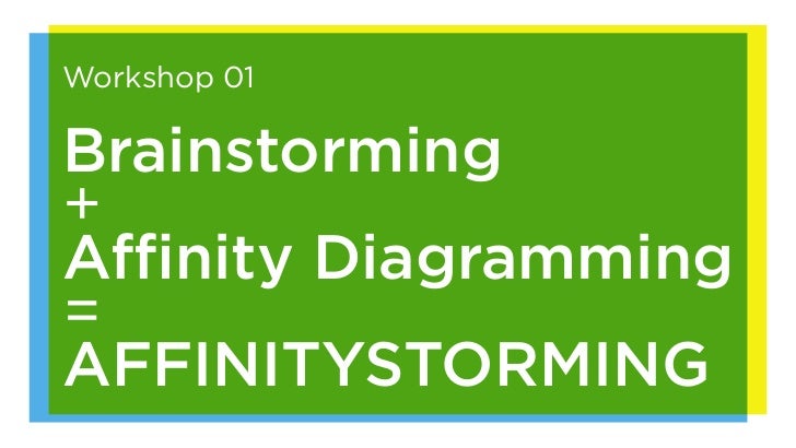 workshop 1 brainstorming affinity diagramming goals affinity diagramming