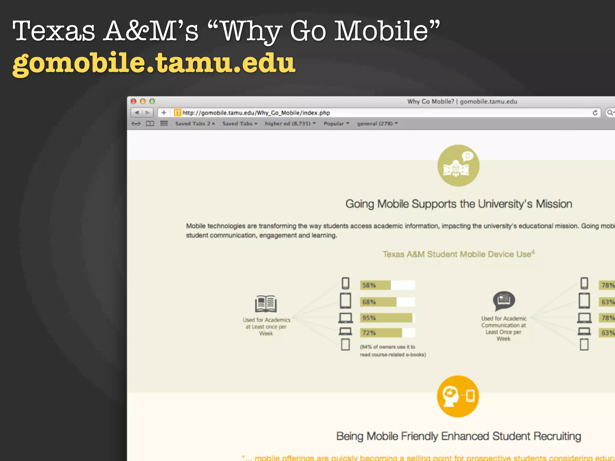 Texas A&M’s “Why Go Mobile”
gomobile.tamu.edu
 