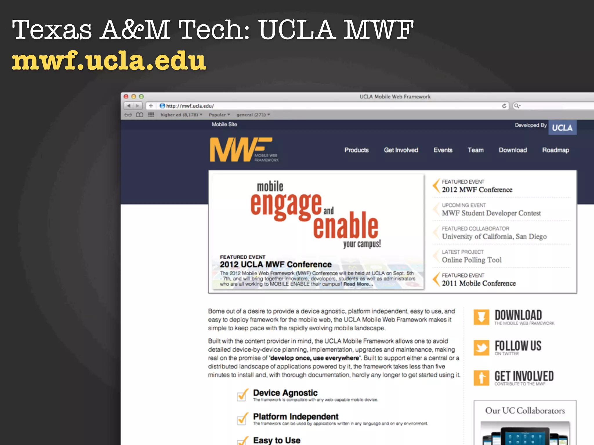 Texas A&M Tech: UCLA MWF
mwf.ucla.edu
 