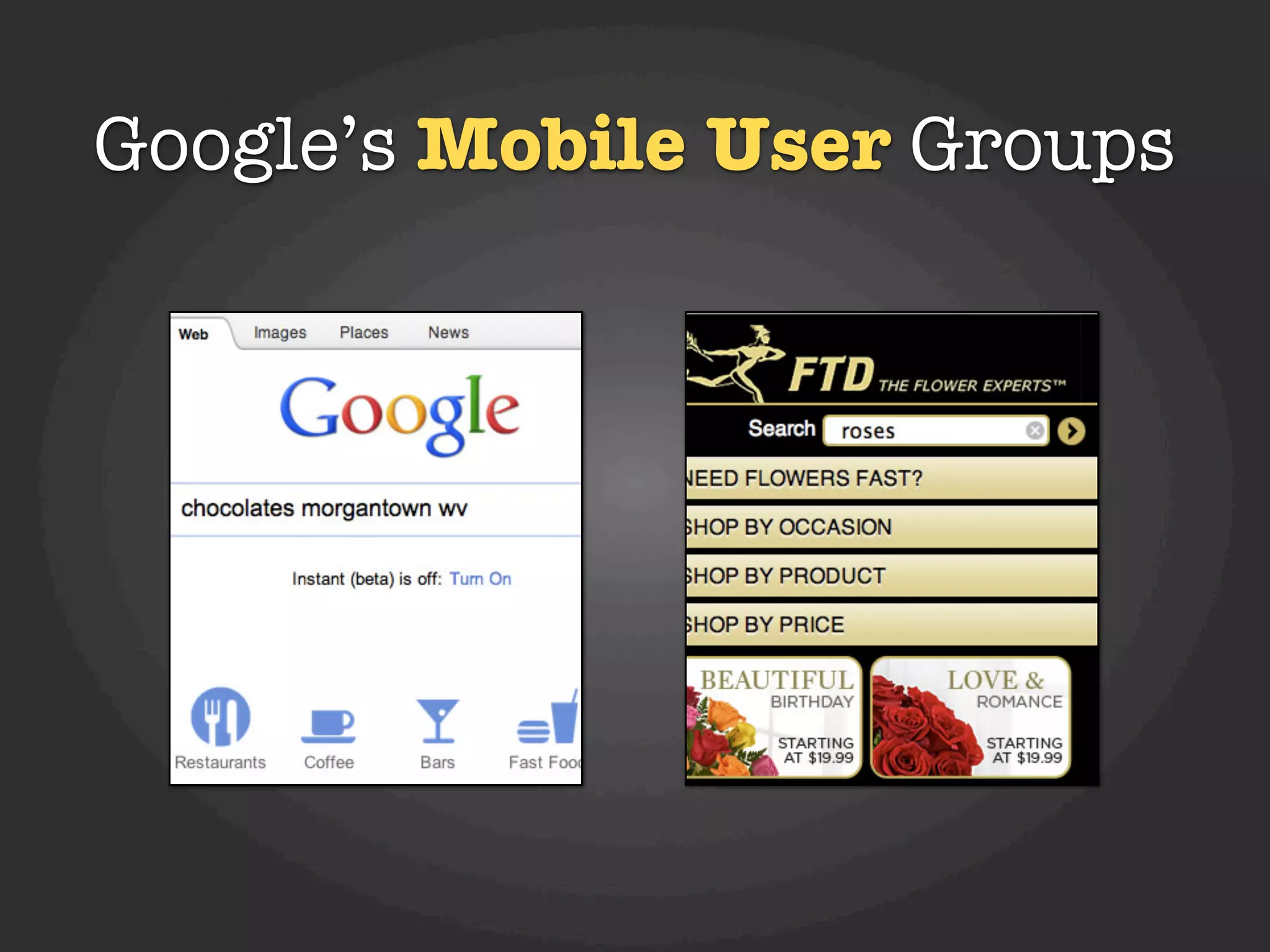 Google’s Mobile User Groups
 
