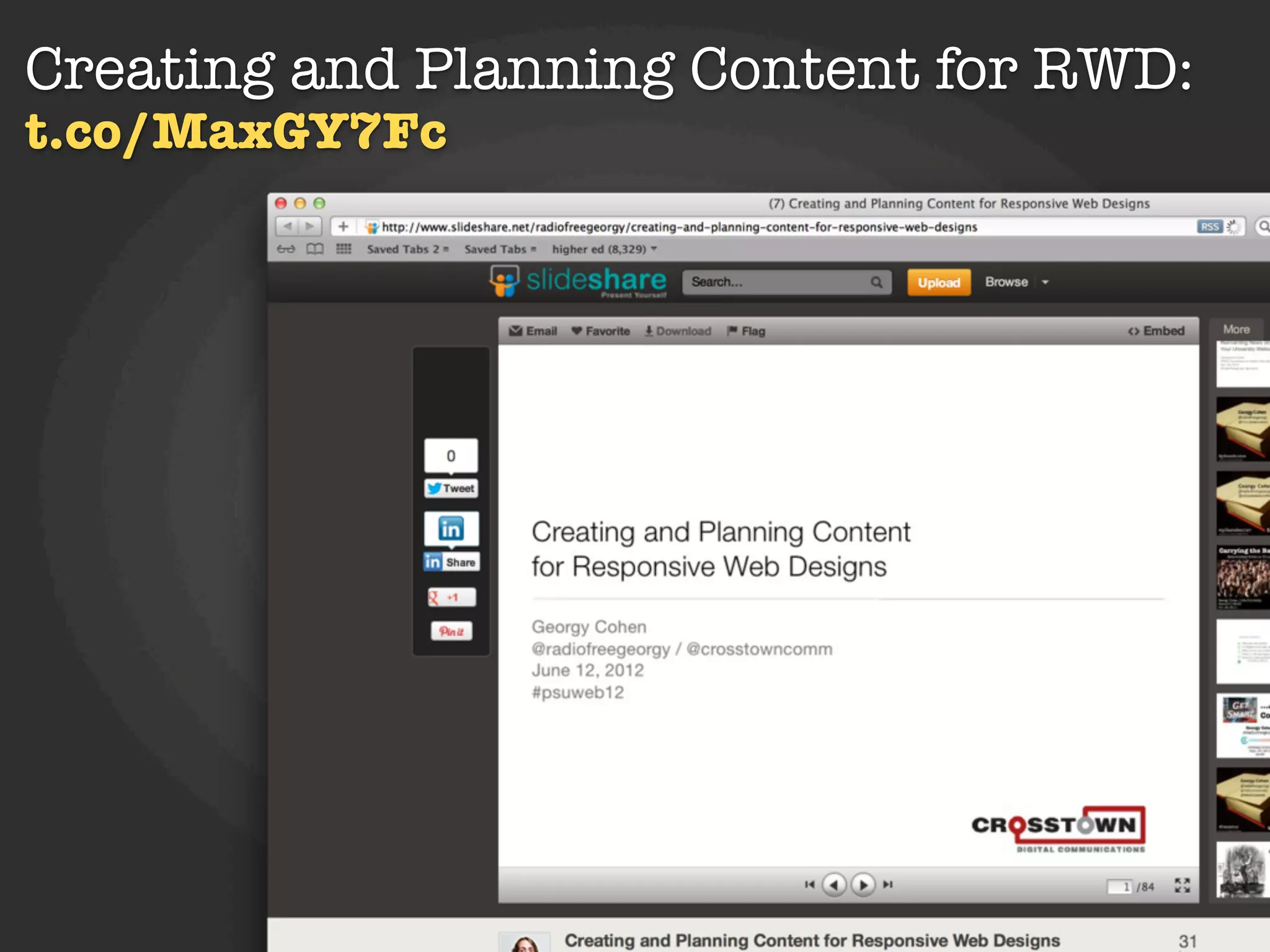 Creating and Planning Content for RWD:
t.co/MaxGY7Fc




                 Kurogo
 
