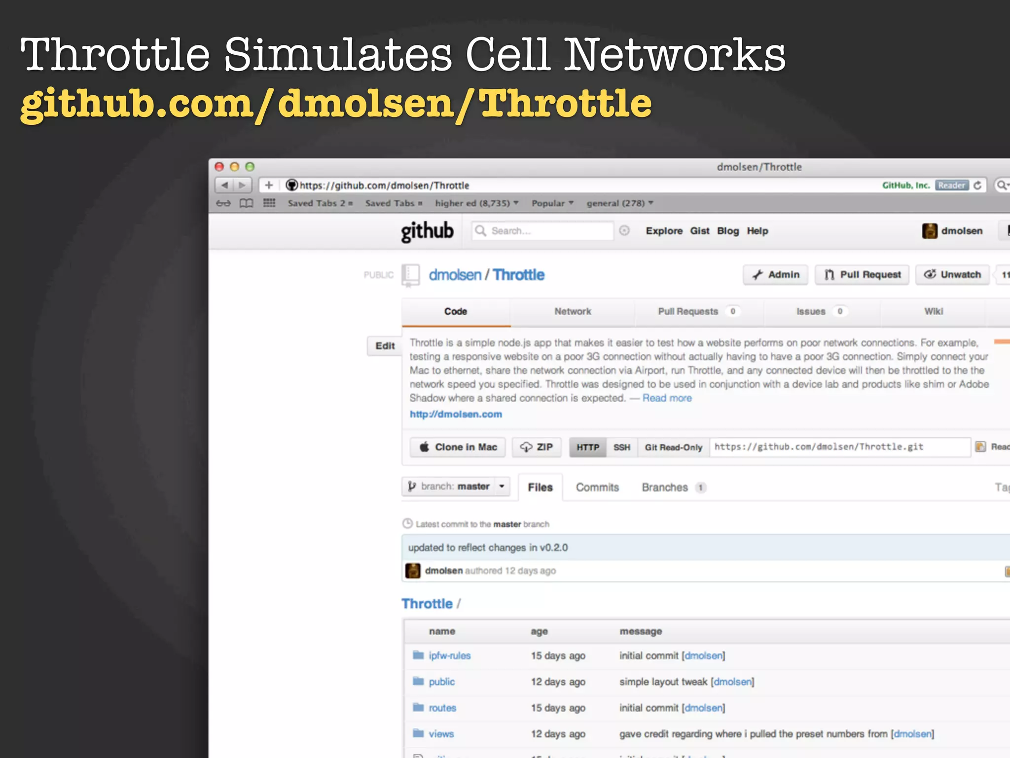 Throttle Simulates Cell Networks
github.com/dmolsen/Throttle
 