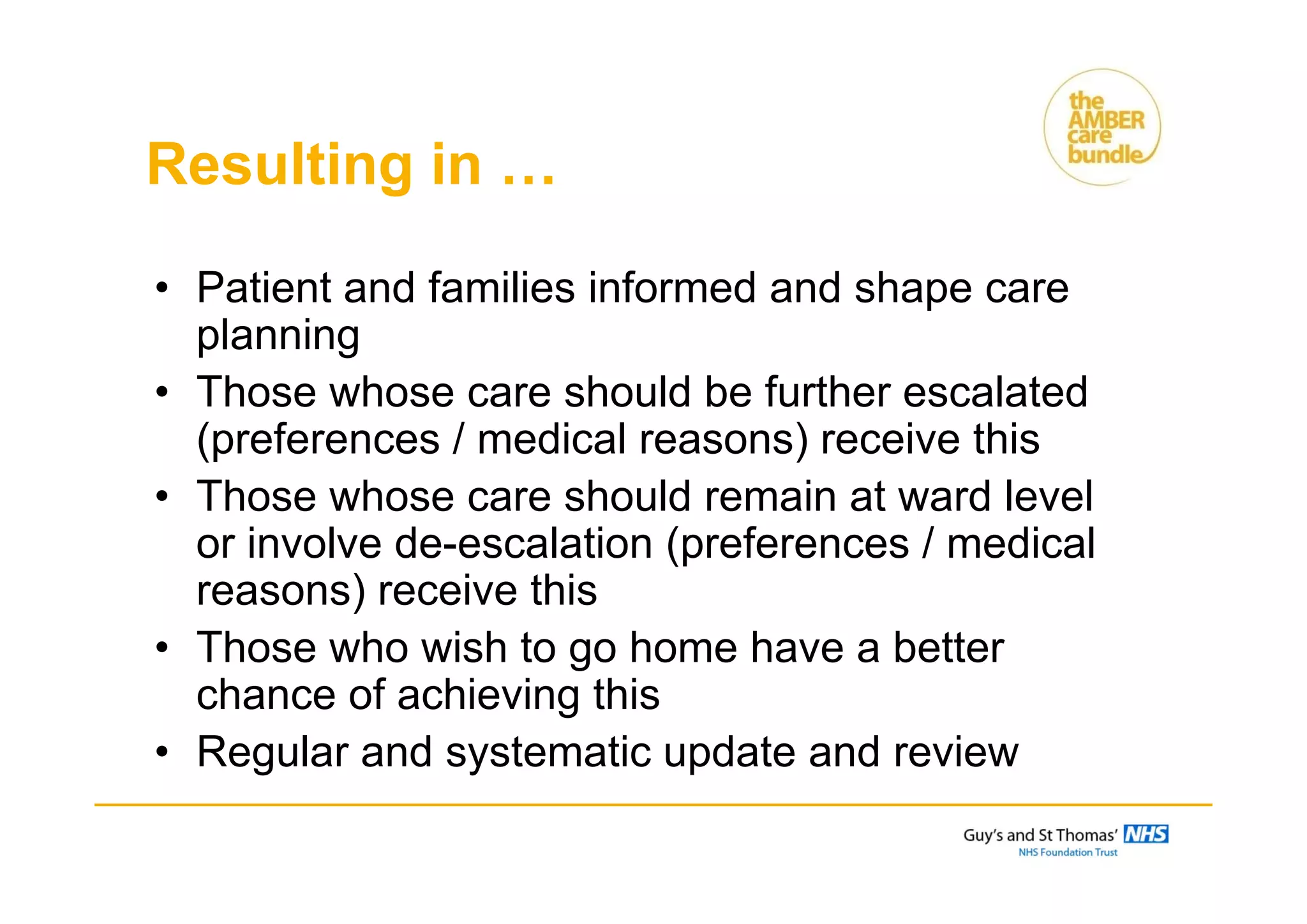 Transforming End of Life Care in Acute Hospitals AM Workshop 2: AMBER ...