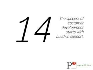 The success of
customer
development
starts with
build-in support.
14
 