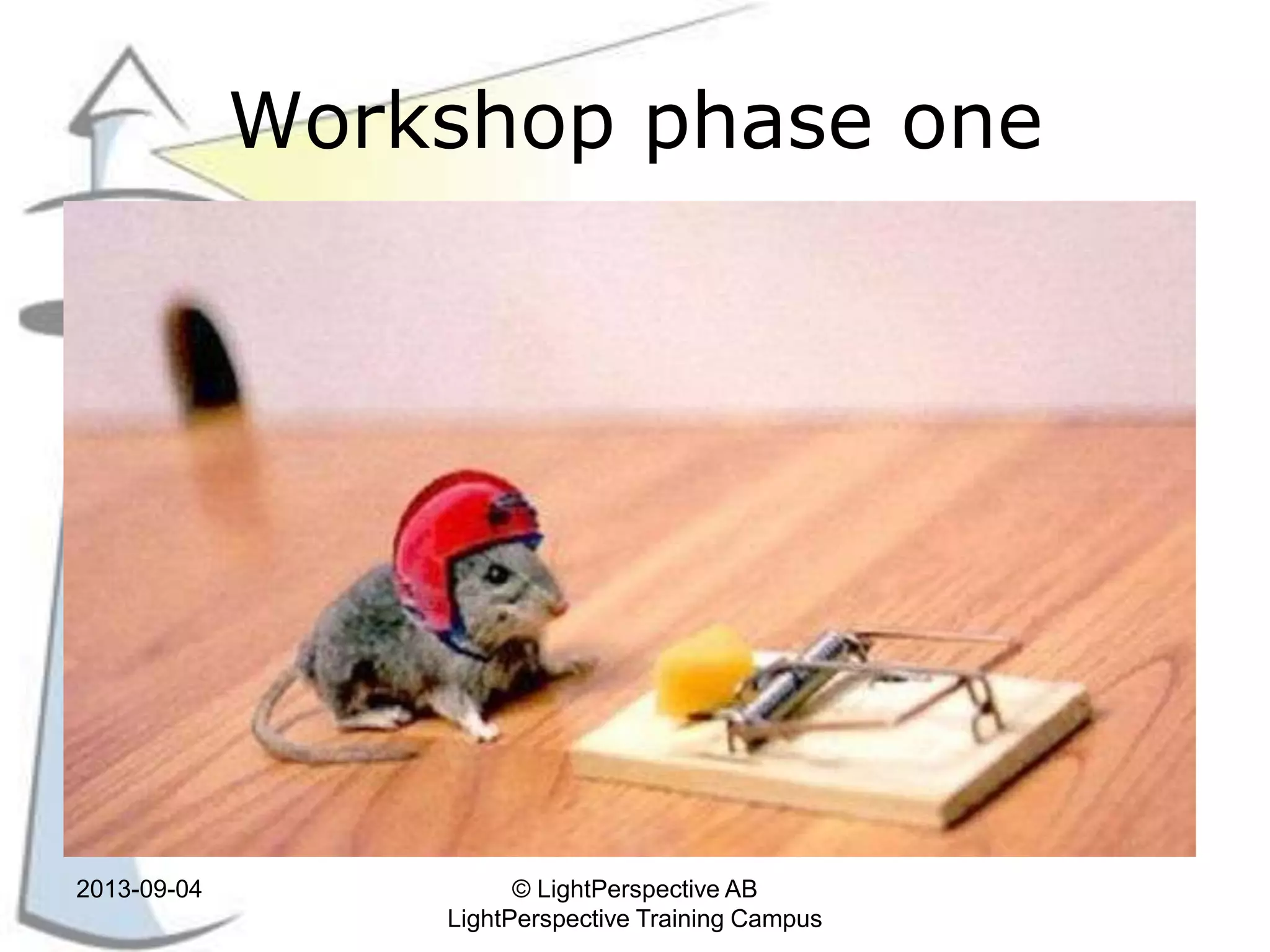 Workshop phase one
2013-09-04 © LightPerspective AB
LightPerspective Training Campus
 