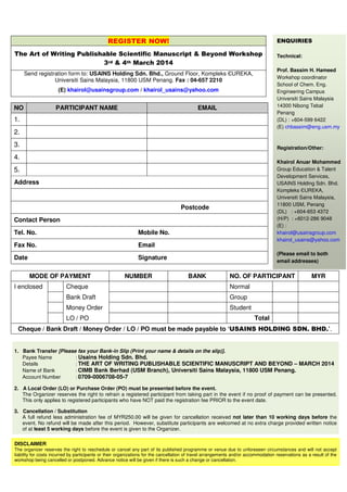The 9th Workshop on The Art of Writing Publishable Scientific ...
