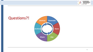 35
Questions?! Generate
Store
Use
Share
Archive
Destroy
 