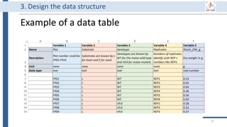 Example of a data table
47
3. Design the data structure
 