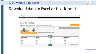 Download data in Excel or text format
84
2. Download data table
 