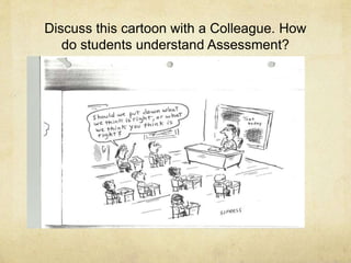 Discuss this cartoon with a Colleague. How 
do students understand Assessment? 
 