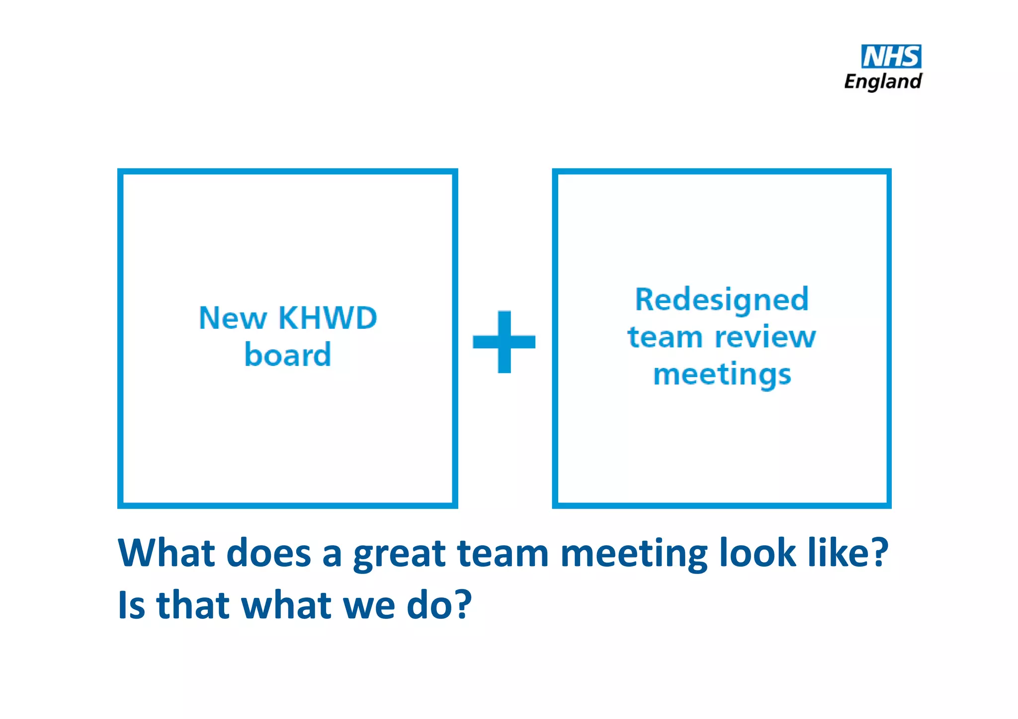 What does a great team meeting look like?
Is that what we do?
 
