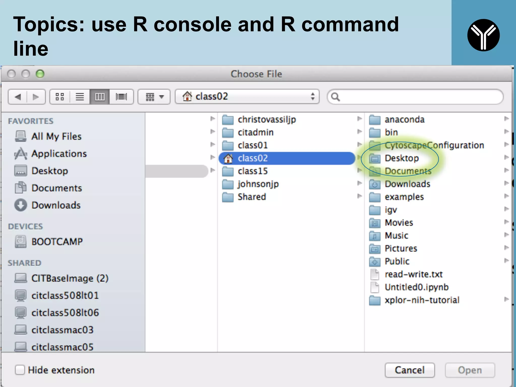 Topics: use R console and R command
line
29
 