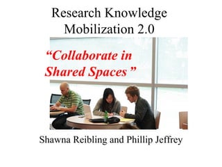 Research Knowledge Mobilization 2.0 Shawna Reibling and Phillip Jeffrey “ Collaborate in Shared Spaces   ” 