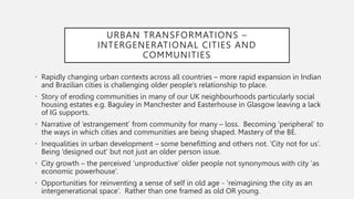 Intergenerational Age-Friendly Cities and Communities