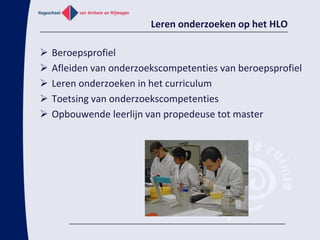 Leren onderzoeken op het HLOBeroepsprofiel