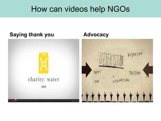 How can videos help NGOs


Saying thank you   Advocacy
 
