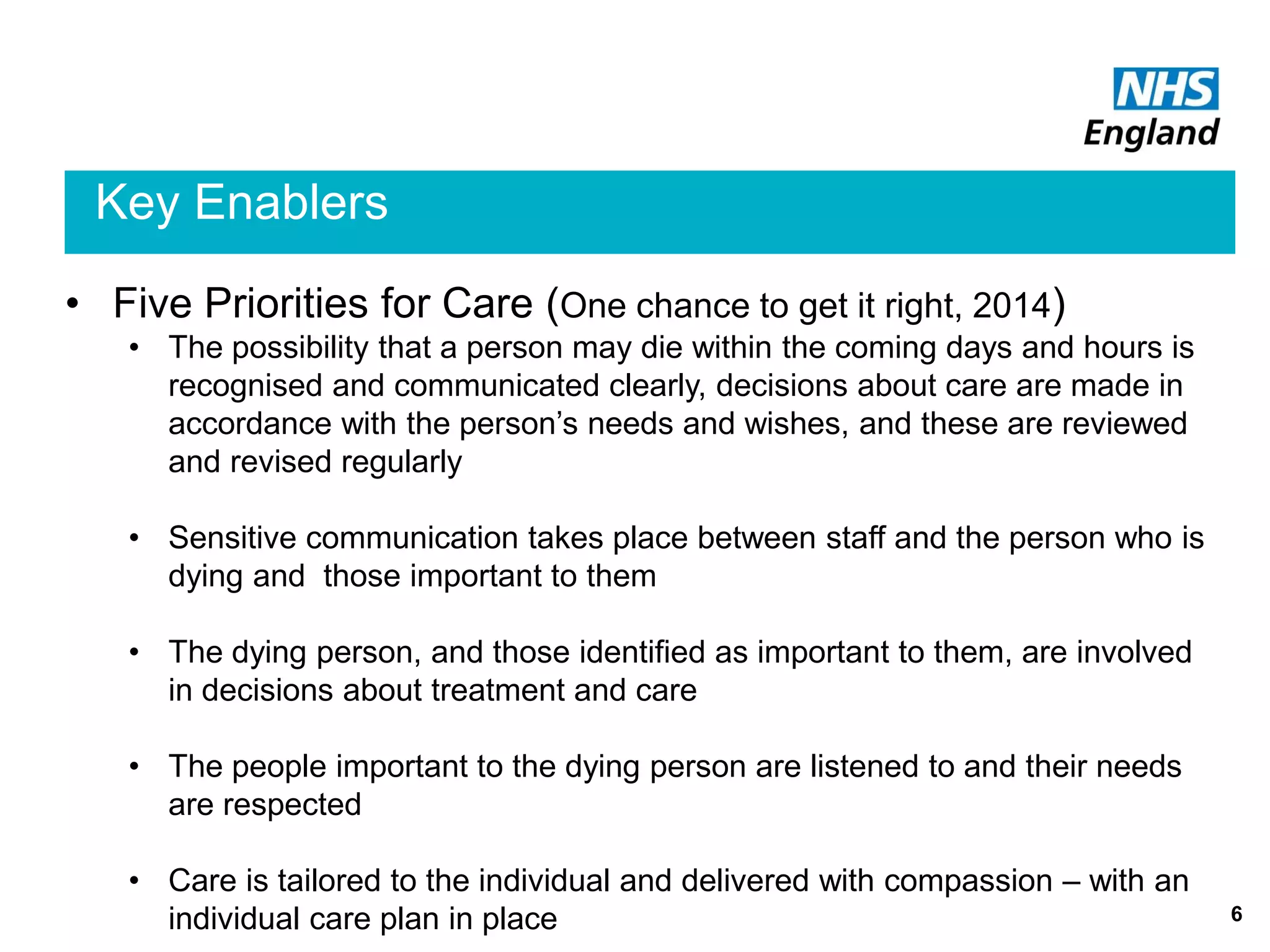 Transforming End of Life Care in Acute Hospitals PM Workshop 5: How to ...