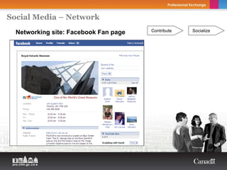 Social Media – Network
  Networking site: Facebook Fan page   Contribute   Socialize
 