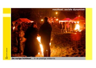 resultaat: sociale dynamiek!
FRISFRIS IN HET LANDSCHAP
     IN HET LANDSCHAP




                            De vurige lichtkooi... In de prettige wildernis
 