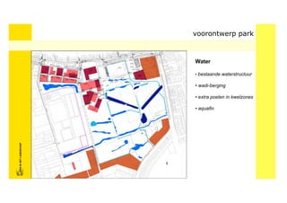 voorontwerp park



                            Water

                            • bestaande waterstructuur

                            • wadi-berging

                            • extra poelen in kwelzones

                            • aquafin
FRISFRIS IN HET LANDSCHAP
     IN HET LANDSCHAP
 