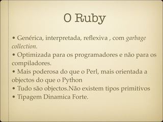 Workshop Ruby on Rails dia 1 ruby-pt