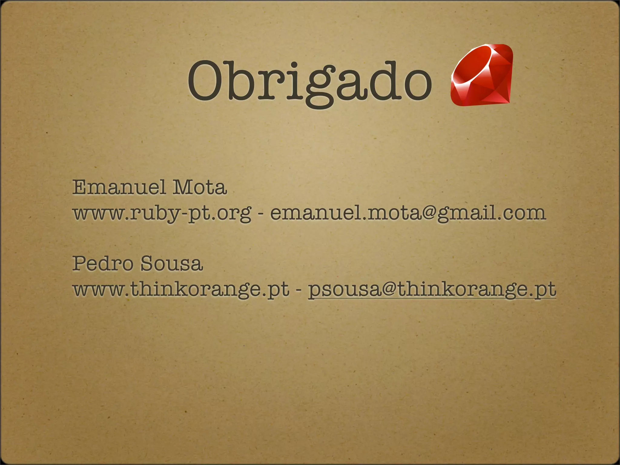 Workshop Ruby on Rails dia 2 ruby-pt