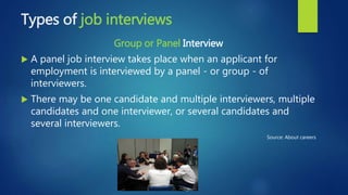 Panel Interview Types Workshop about cv writing and job interview jan2016 | PPTX
