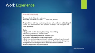 Work Experience
www.dayjob.com
 