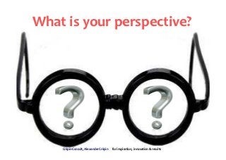 What is your perspective?




    Crépin Consult, Alexander Crépin   for inspiration, innovation & results
 