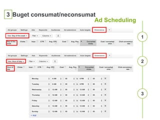 3 Buget consumat/neconsumat
Ad Scheduling
2
1
3
 