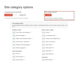 Site category options
 